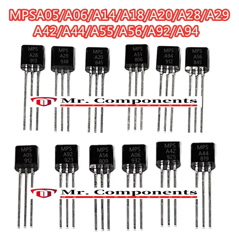 10PCS Crystal triode MPSA05 MPSA06 MPSA14 MPSA18 MPSA20 MPSA28 MPSA29 MPSA42 MPSA44 MPSA55 MPSA56 MPSA92 MPSA94 TO-92 NPN/PNP