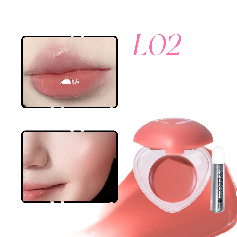 VEECCI متعددة الأغراض بلسم الشفاه الخدين الطبيعي المائي ترطيب ترطيب أحمر الخدود أحمر الشفاه ماتي لامع طويل الأمد ماكياج الوجه