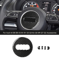 Car Steering Wheel Cover Carbon Fiber Texture Sticker Decoration For Audi A4 B8 B9 A3 8V 8Y S3 Q3 8U Q5 8R Q7 Q2 Accessories