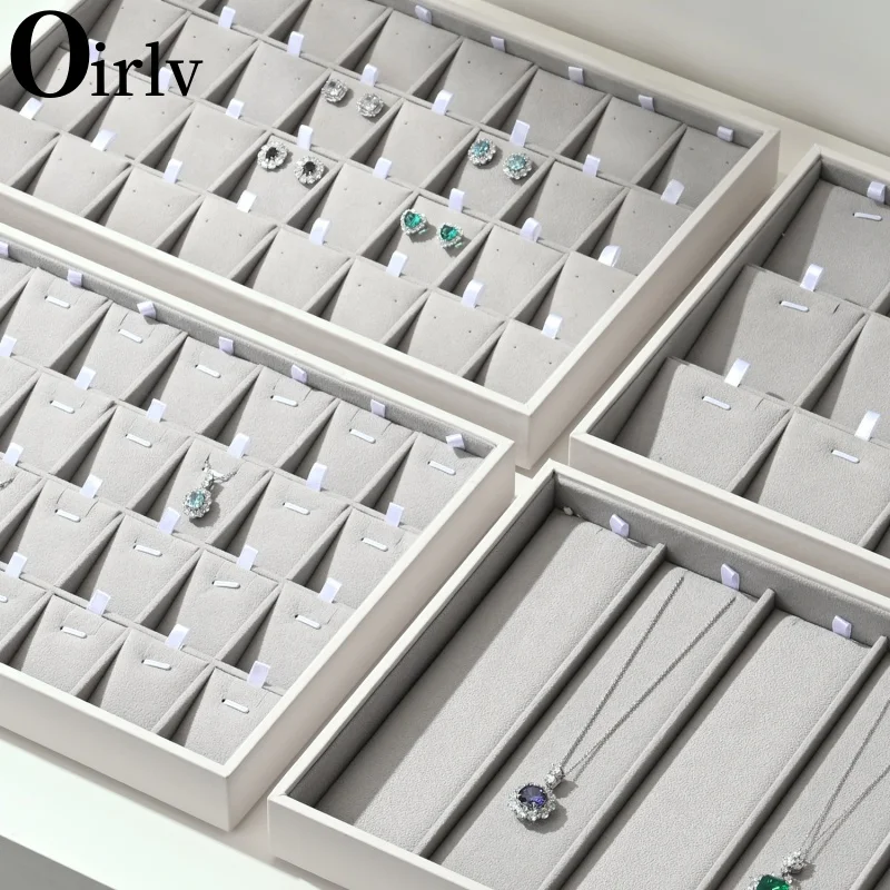 Oirlv Soft Velvet Stackable Jewelry Tray Case Jewelry Display Storage Box Portable Ring Earrings Necklace Organizer Box Jewelry