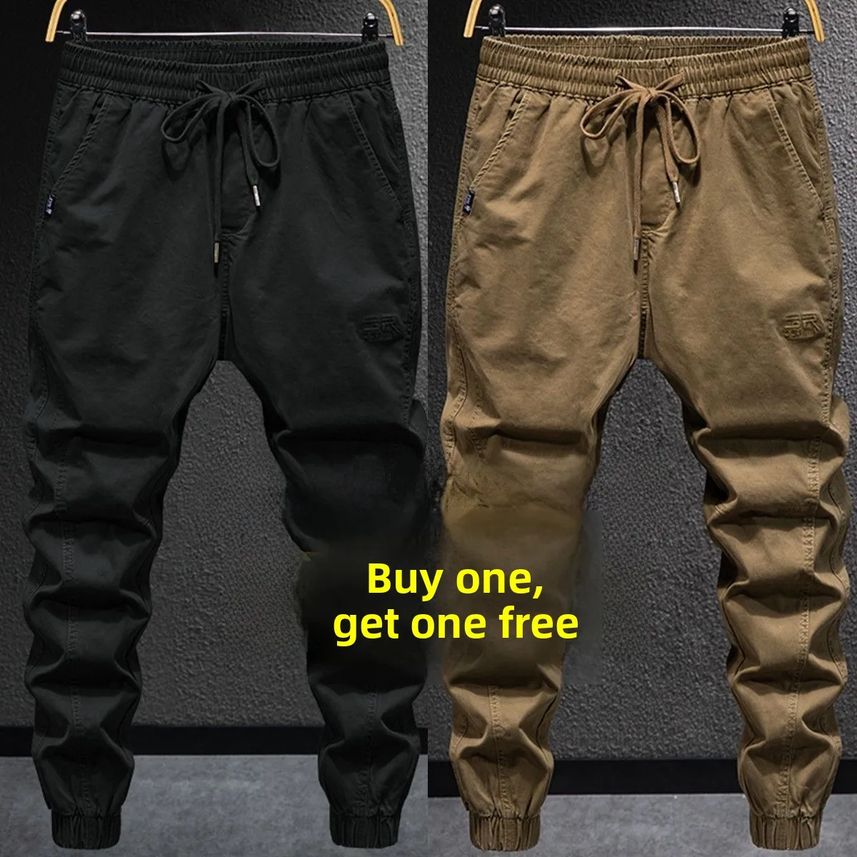 

Мужские рабочие брюки American Sle Harlan: модные, свободные, износостойкие, с эластичным поясом, из чистого хлопка, с манжетами, повседневные