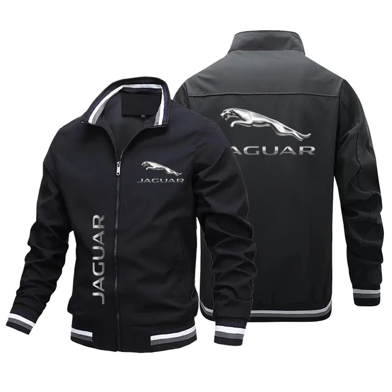 2023 Spring and Autumn New Jaguar Long Sleeve Casual Jacket Fashion Men\'s Jacket Jaguar Car Logo Printed Trench Jacket European