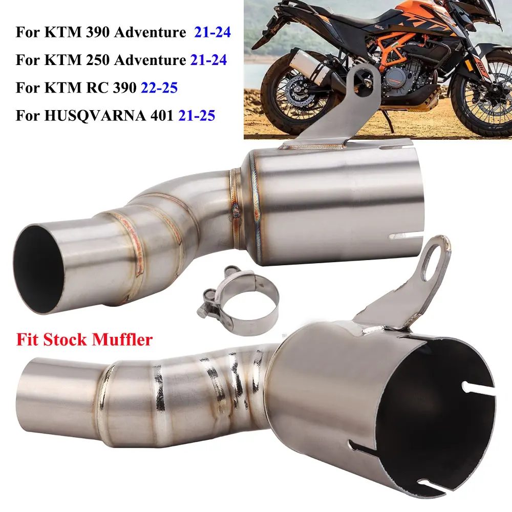 Titanium Mid Pipe For KTM 390 Adventure 21-24 HUSQVARNA 401 21-25 Motorcycle Exhaust Slip On Escape System Fit Stock Muffler