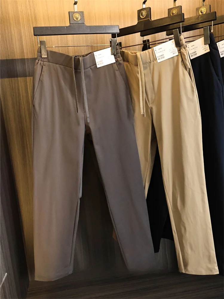 

Удобные легкие влажные брюки ng Faionable, прямые повседневные брюки с эластичной резинкой на талии, осенний цвет, городские брюки