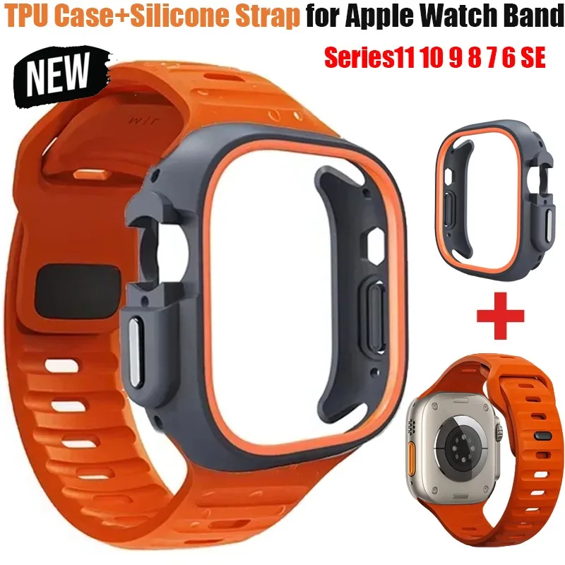 �y�Z�[�����zTPU�P�[�X+�V���R���X�g���b�v Apple Watch�o���h �E���g�� 3 49mm 42mm 38mm �X�|�[�c�o���h iWatch�V���[�Y11 10 9 8 7 6 SE 45 44 40 41mm�Ή�