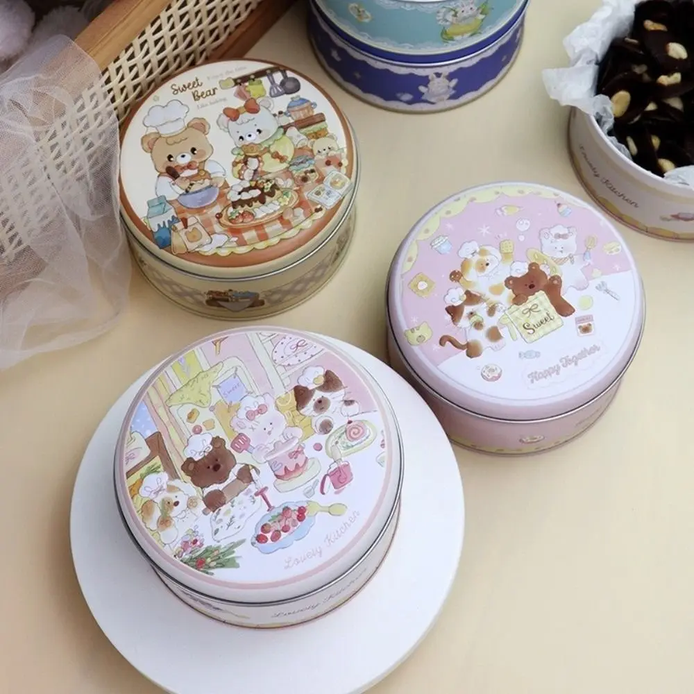Round Candy Storage Box 3D Relief Cartoon Pattern Gift Packaging Box Large Capacity Tinplate Jewelry Storage Case Festivals view 5