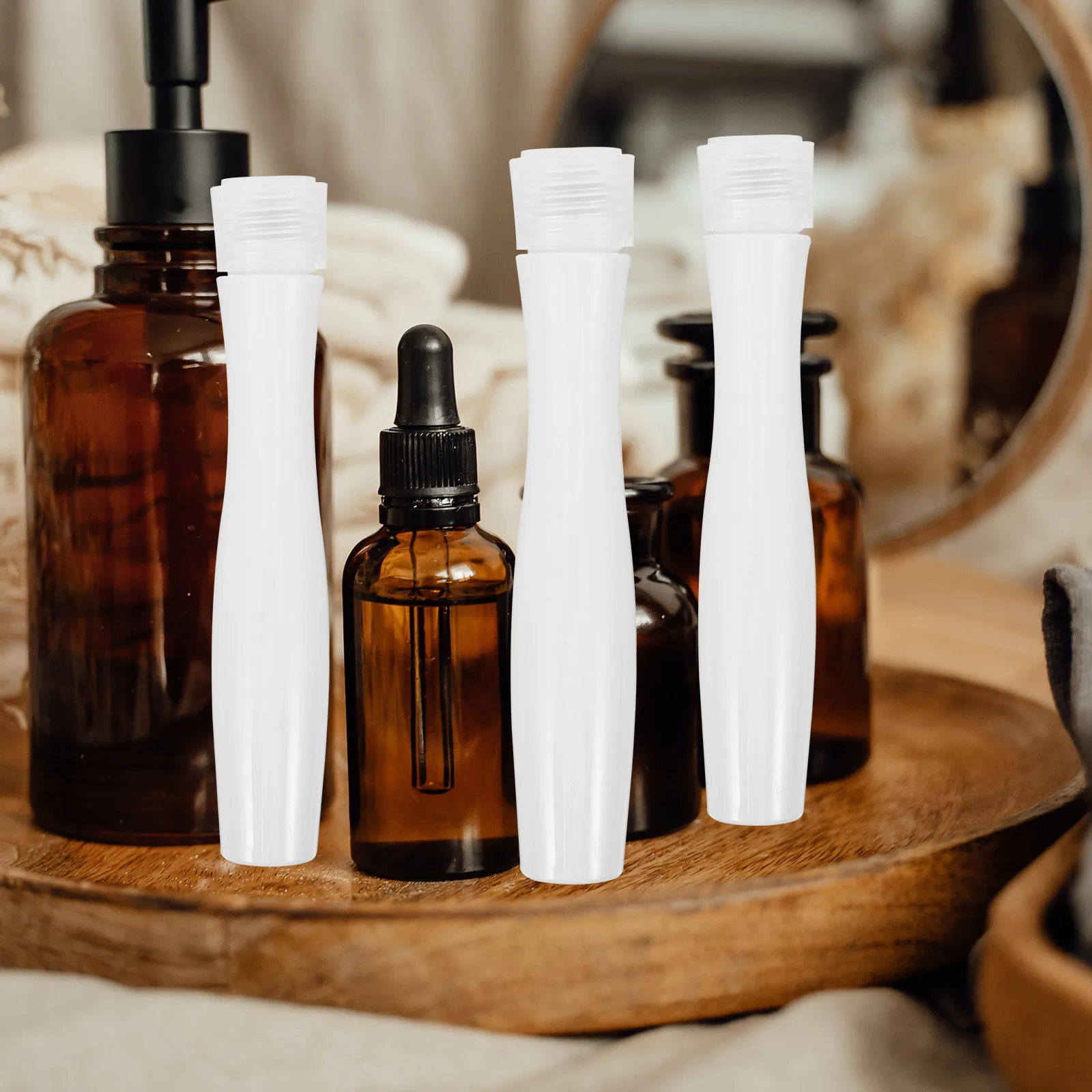 Garrafa de aroma vazia compacta, 5 peças 15ml material pp grosso sem vazamento fácil recarga multiuso roll-on perfume sub-garrafa