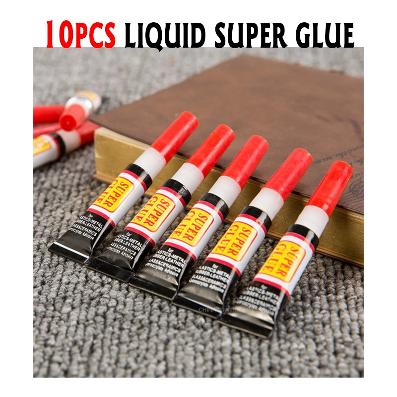 10pcs Liquid Super Glue Wood Rubber Metal Glass Cyanoacrylate Adhesive Stationery Store Nail Gel 502 Instant Strong Bond Leather