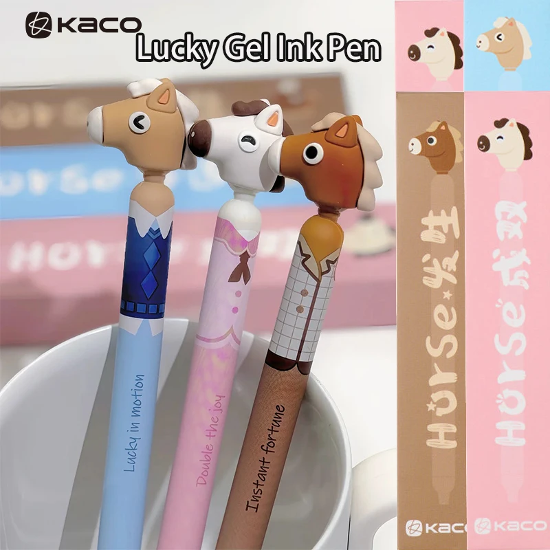 

Kaco Good Luck Pen 0.5mm Popup Dual ST Nib Smooth Writing Quick-Drying Gel Pen Adorable Horse Gifts Quality Creative Stationery