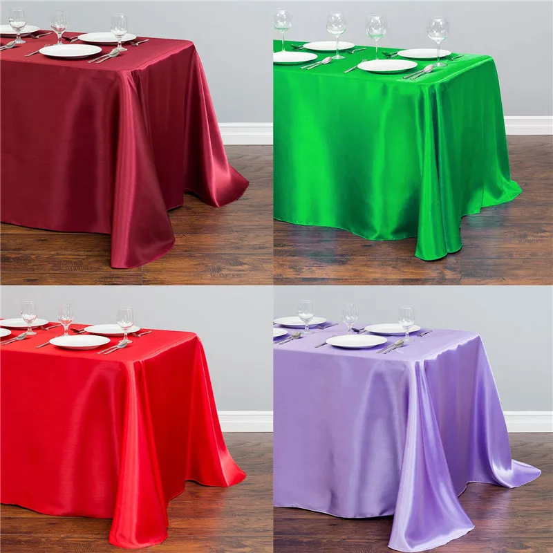 Rectangle Satin White Tablecloth for Table Wedding Decoration Banquet Dining New Year\'s Tablecloth Christmas Table Cloth Cover