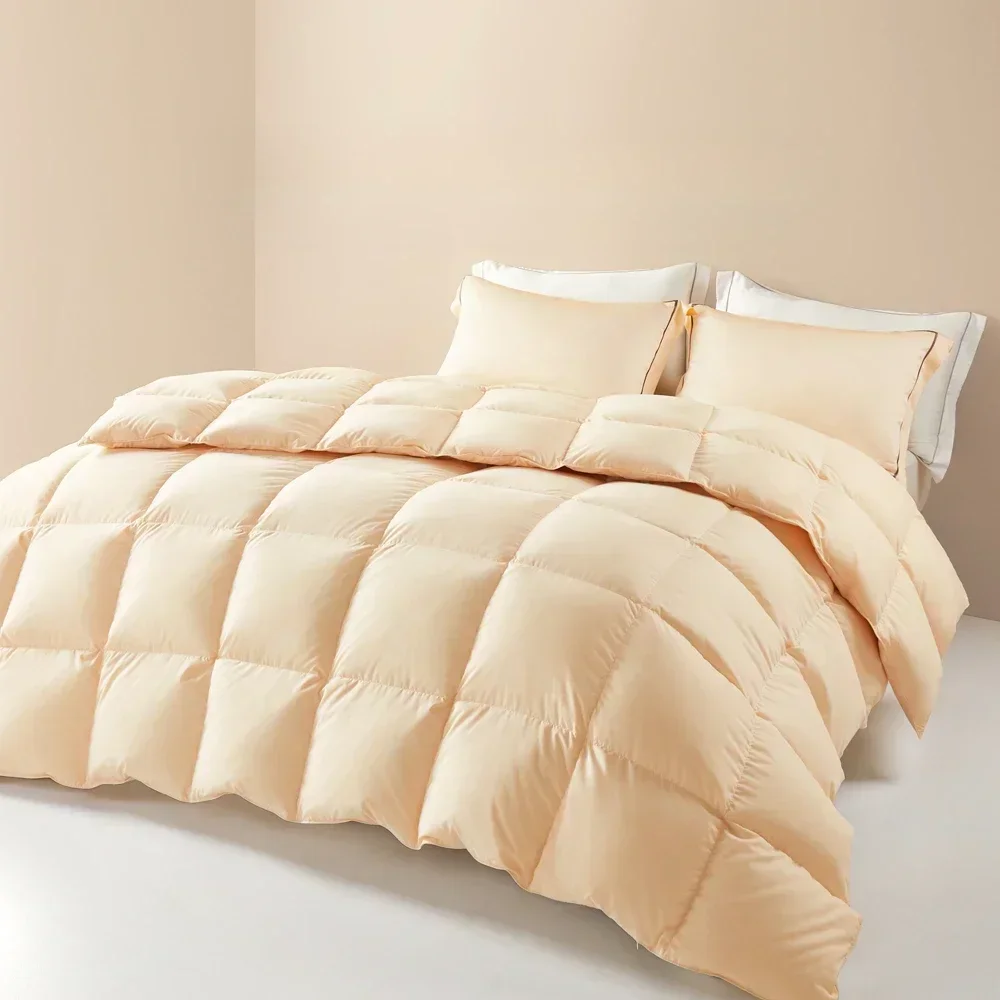 Solid Color White Goose Down Quilt Winter Down Thermal Blanket Thickened Duvet Core for All Seasons Spring and Autumn Quilts