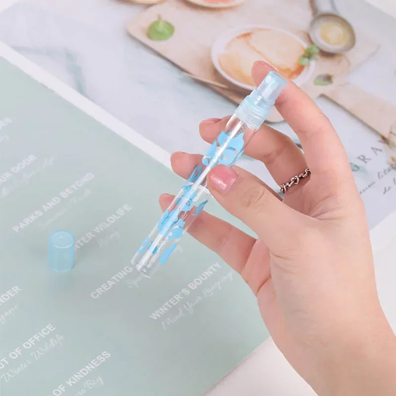 Flacon pulvérisateur de parfum en verre, 10ml, impression de fleurs, Transparent, atomiseur rechargeable, échantillon, récipient cosmétique