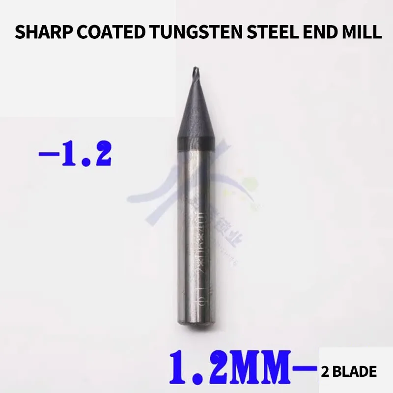 for Cutting-edge coated tungsten steel end mill 1.2MM 2-tooth multifunctional vertical keying machine twist bit milling cutter