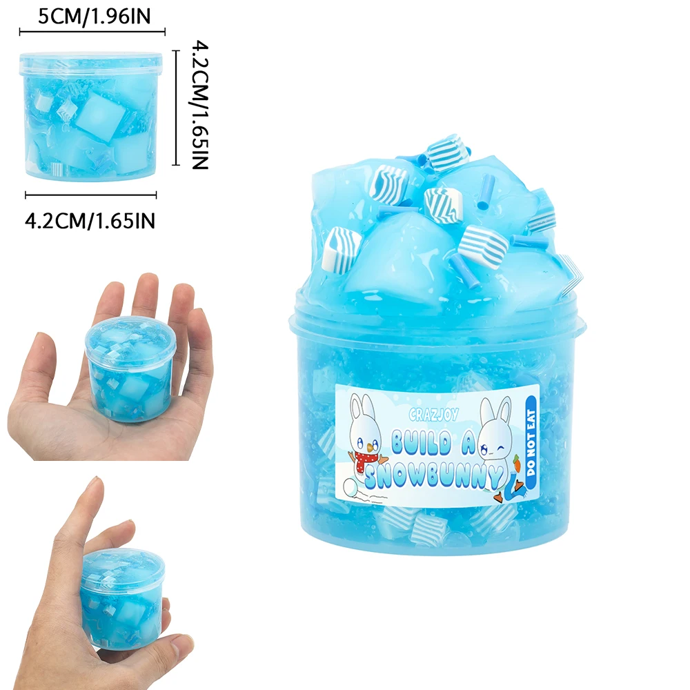 2,37 Unzen Jelly Cube Crunchy Crystal Slime Set Klarer klebriger Schleim DIY Nicht klebriger dehnbarer Schlamm Partygeschenke Geburtstagsgeschenk