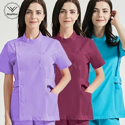 Niaahinn servizi sanitari scrub Set uniformi scollo a v salone di bellezza uniforme da lavoro Set da donna toelettatura per animali domestici scrub cappotto