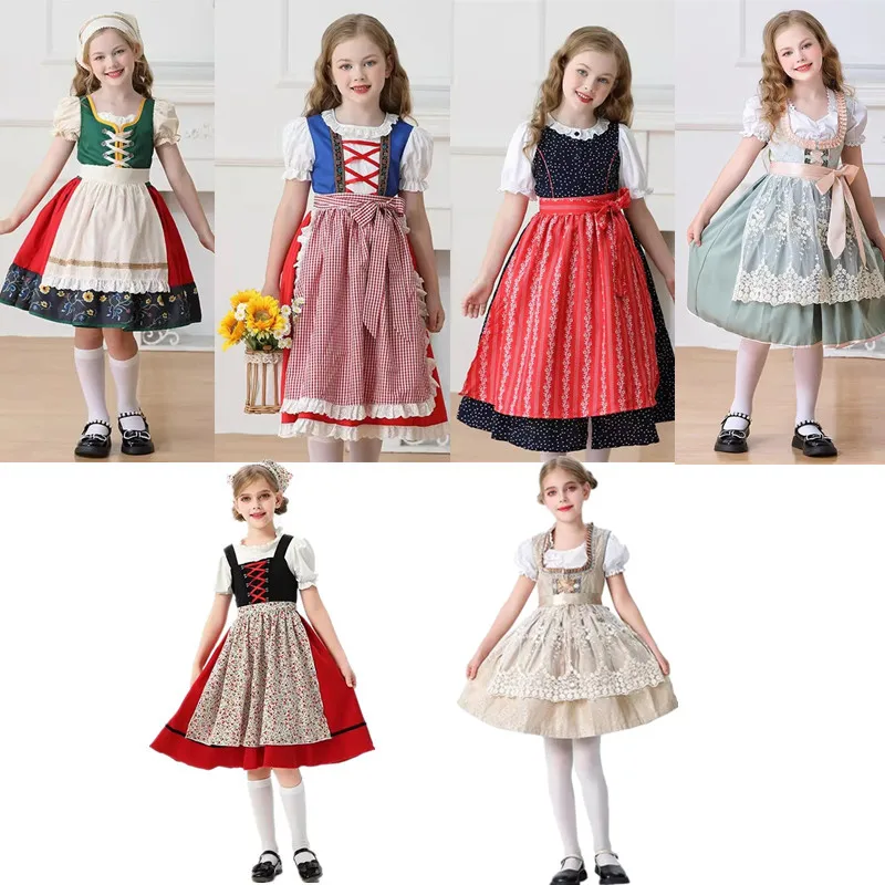 Children's Bavarian Farmhouse Sle Mh Beer Festival Dr Girls Country Outfit Traditional Costume Ethnic Stage Performance
