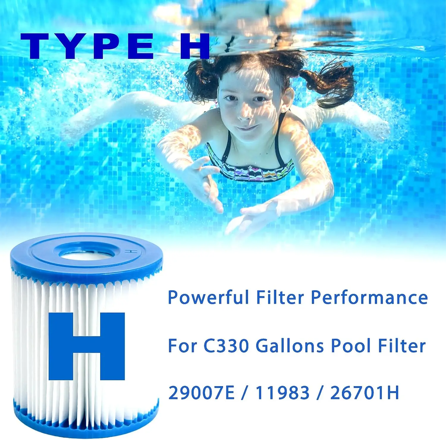 Type H Bestway Swimming Pool 4pcs Replacement Swimming Pool Filter Fit for Bestway Flowclear Size H Filter Cartridge Lay-Z-Spa