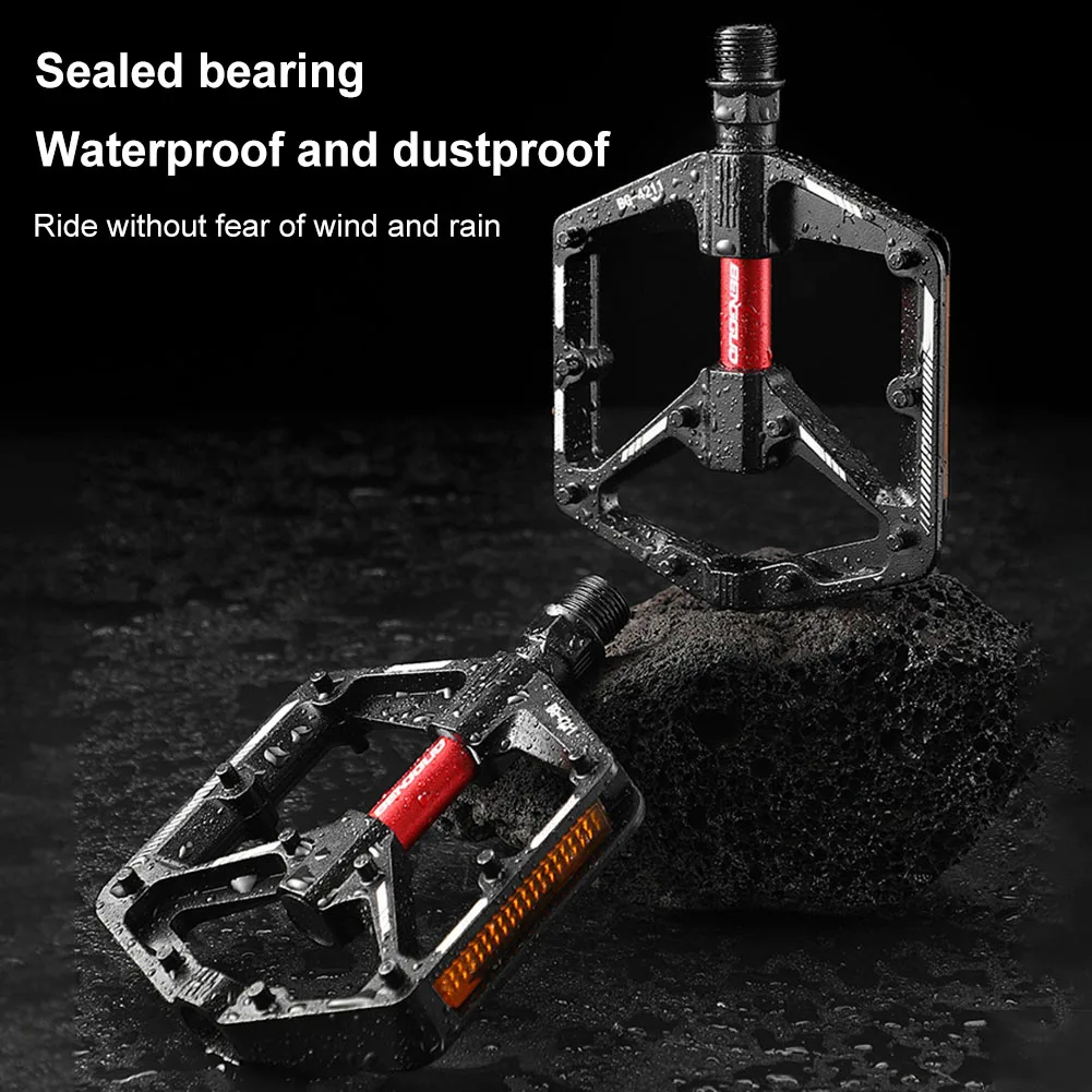 دواسات دراجة مسطحة مزدوجة تحمل DU مع دواسات دراجة خفيفة الوزن عاكسة من سبائك الألومنيوم بدواسات منصة الدراجة ملحقات الدراجة