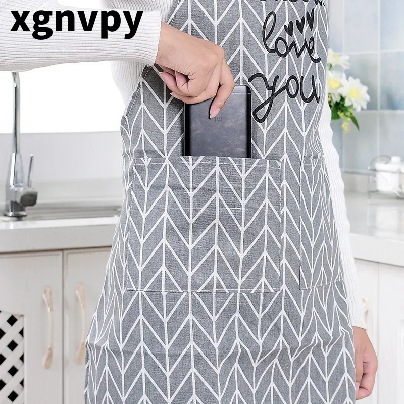 

Новый Регулируемый Кухонный Фартук xgnvpy для женщин и мужчин, Модный высококачественный фартук для выпечки из хлопка и льна