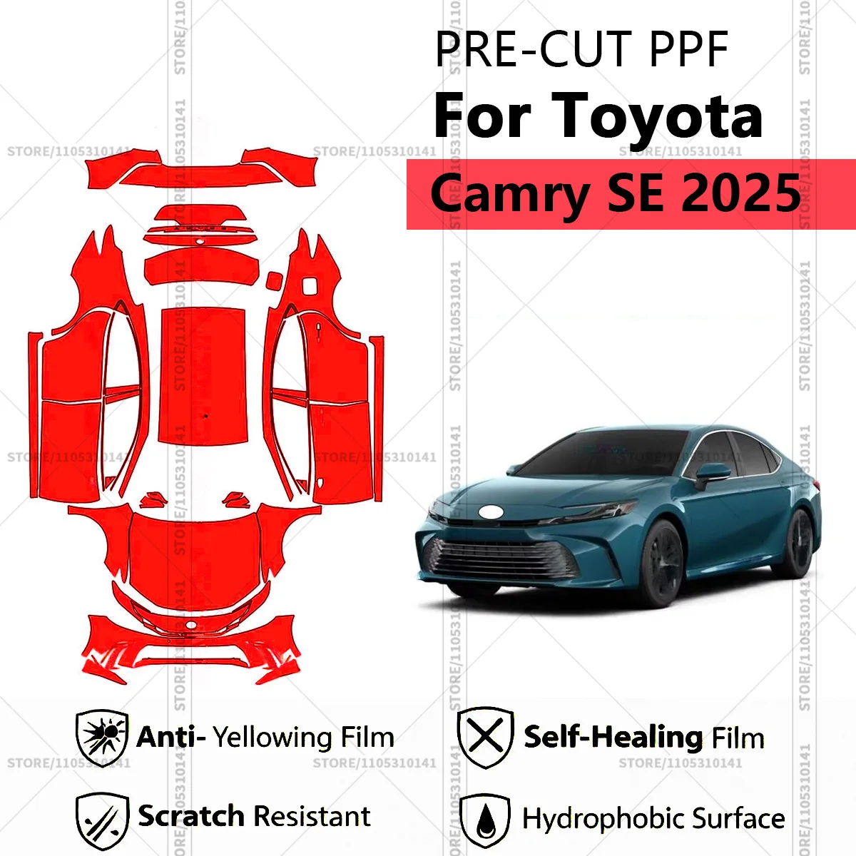 

Для Toyota Camry SE 2025: Предварительно вырезанная прозрачная защитная пленка (PPF) для автомобиля, профессиональная автомобильная пленка PPF для полной оклейки кузова