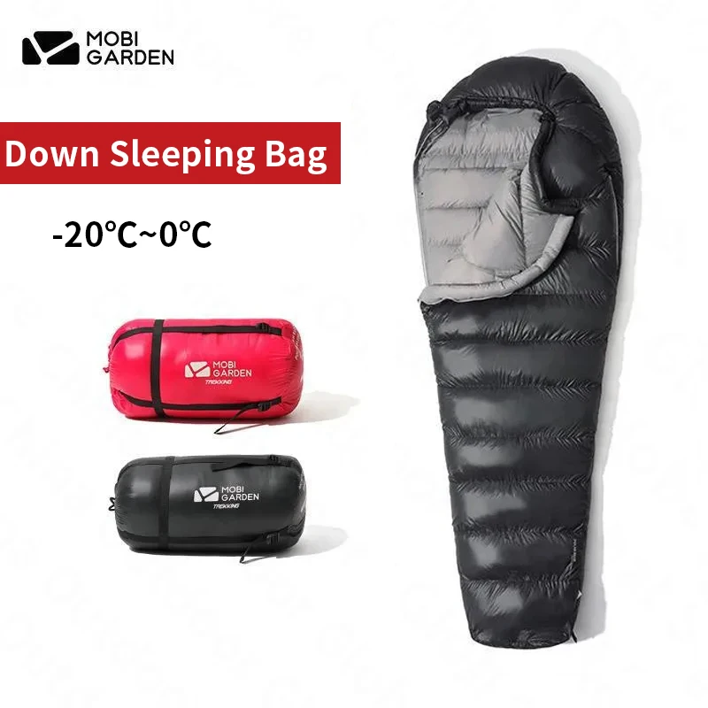 MOBI GARDEN Camping Sleeping Bag Duck Down Winter -20℃~0℃ Ultra-light Adult 600FP Thickened Warm Outdoor Hiking Sleeping Bag