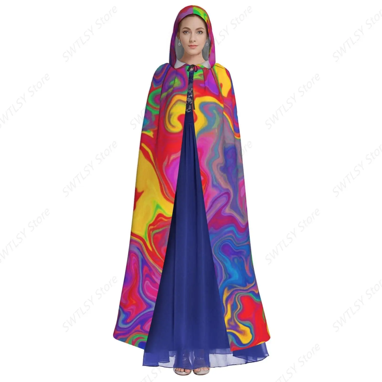 Women Men Costumes Capes Hooded Cloak Compatible with The New Science Tie Dye for Halloween Party