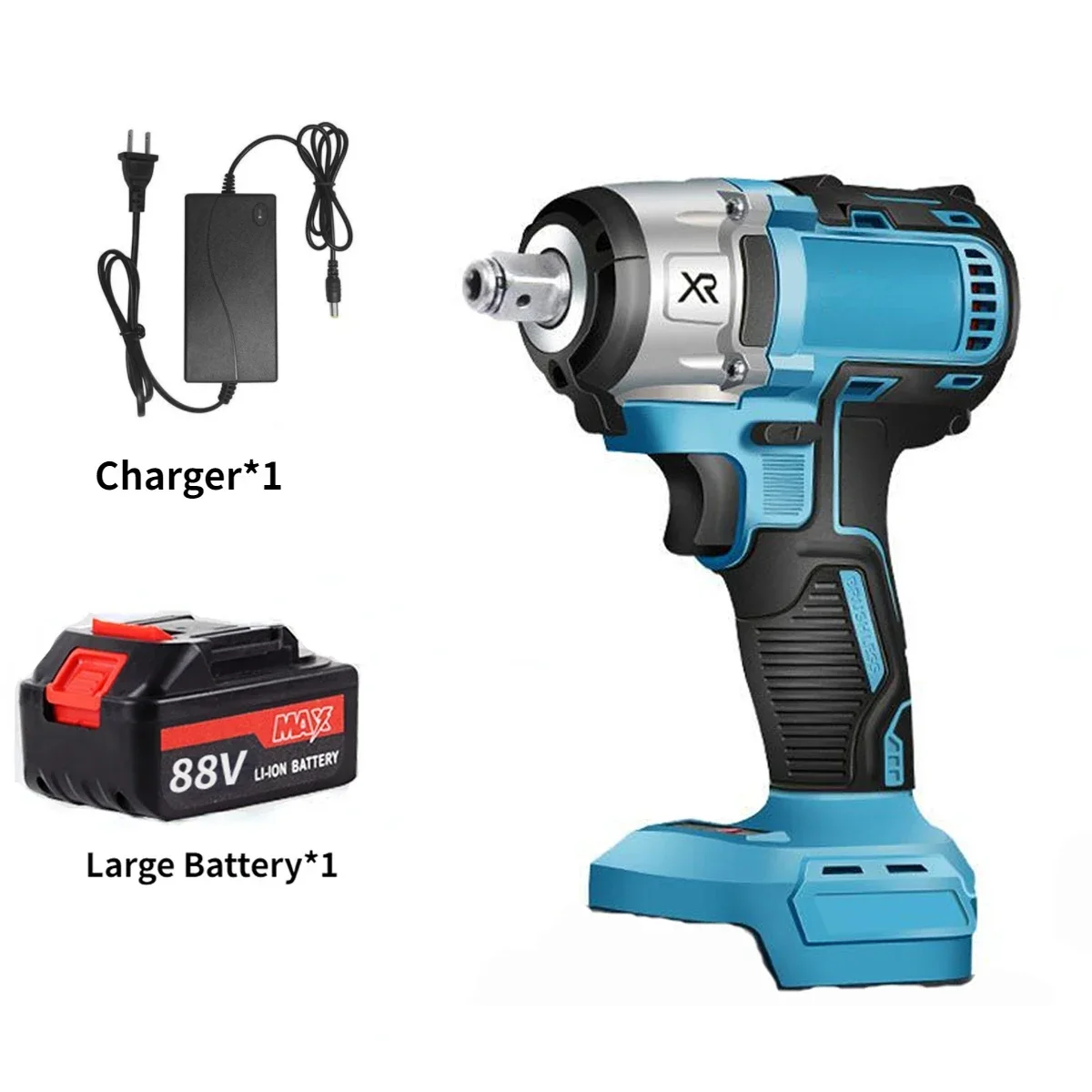 

520N.M 88V Cordless LED Electric Wrench Brushless Electric Impact Wrench 1/2 Inch Screwdriver Power Tools for Makita 18V Battery