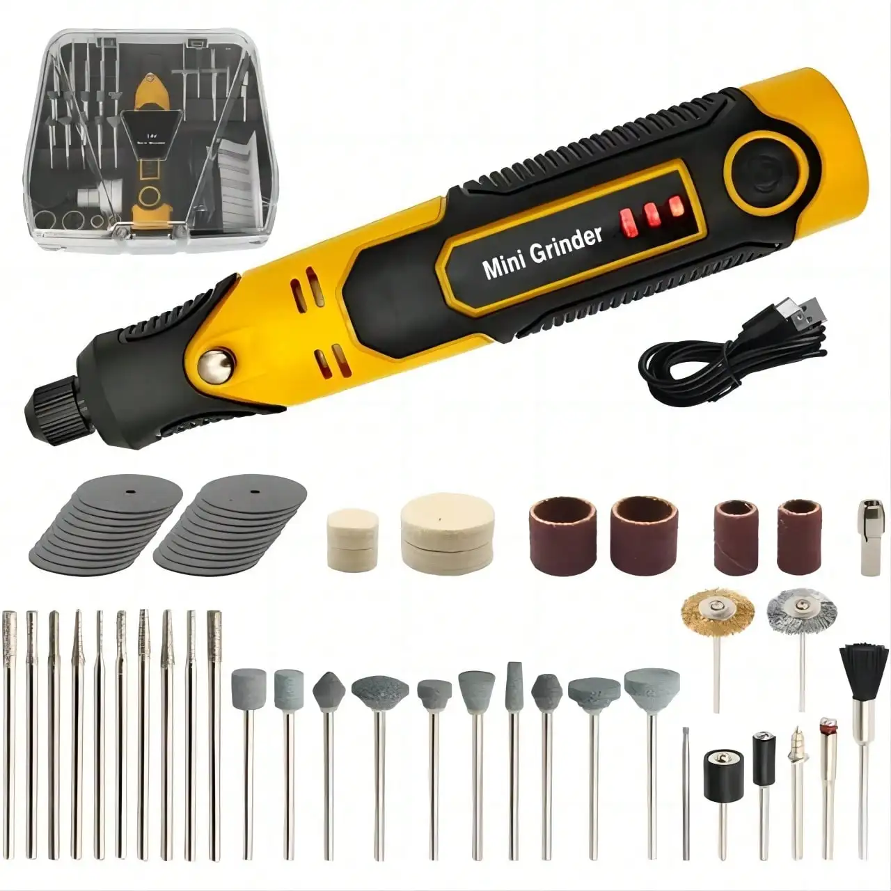 

3-Speed And USB Charging With 57 Accessories, Multi-Purpose 3.7V Power Rotary Tool For Sanding, Polis