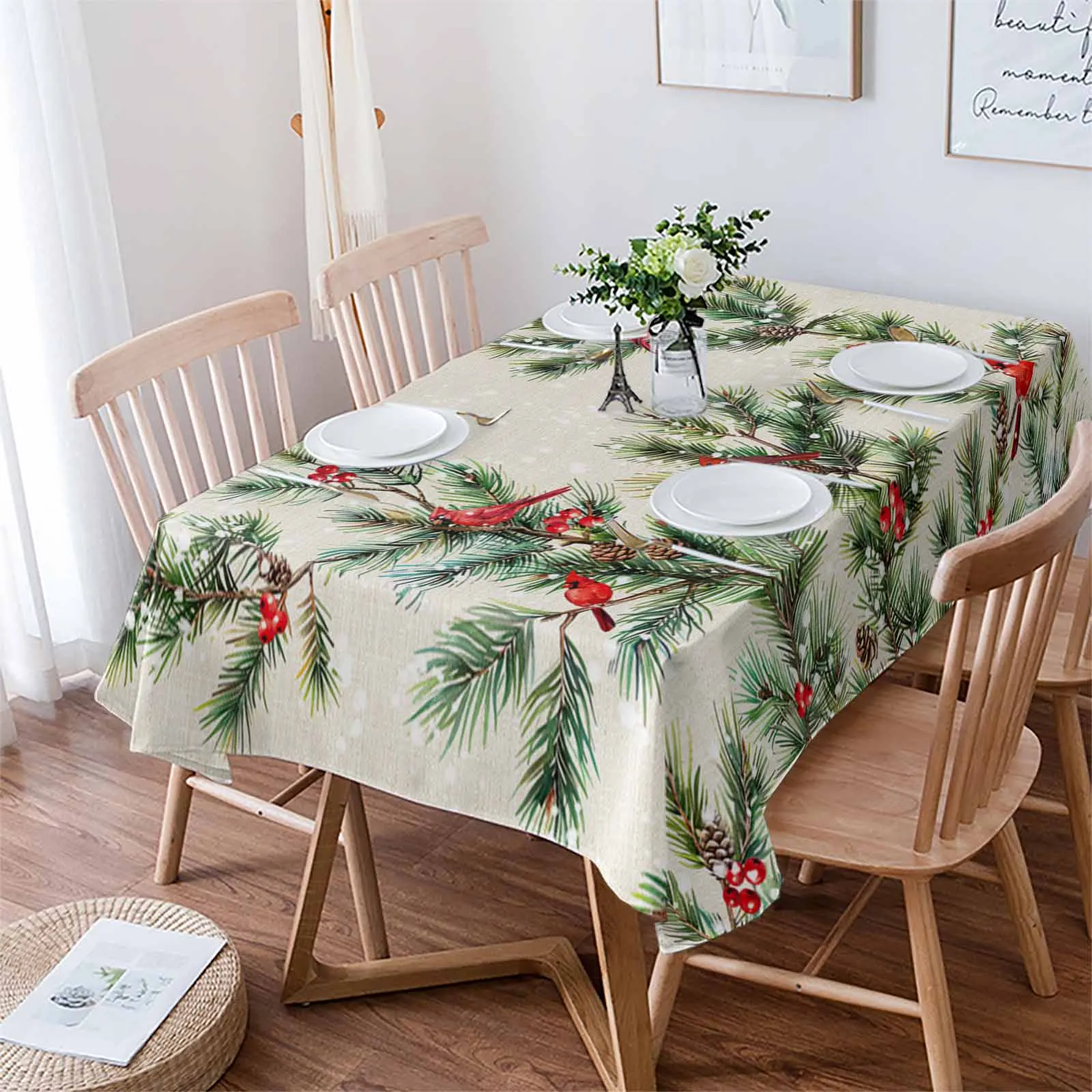 Christmas Pine Needle Jam Tablecloths Waterproof Kitchen Coffee Table For Living Room Home Decor Dining Table