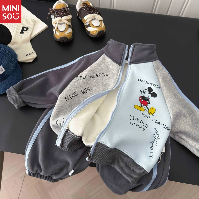 

Disney Mickey Mouse Kids Fleece Tracksuit, 2-Piece Set with Color-Block Hoodie & Jogger Pants