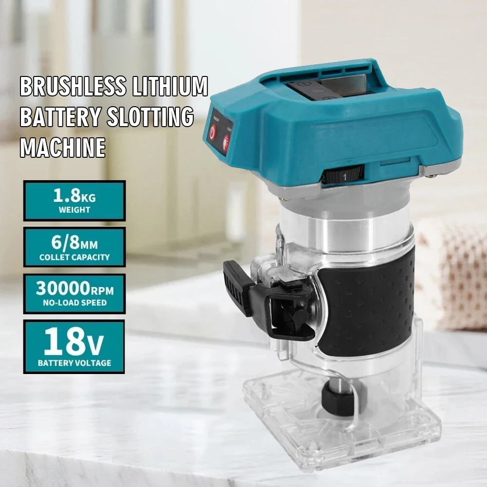 Mamidw Brushless Cordless Router Trimmer Milling Engraving Machine for Makita 18V Battery Woodworking DIY Tool
