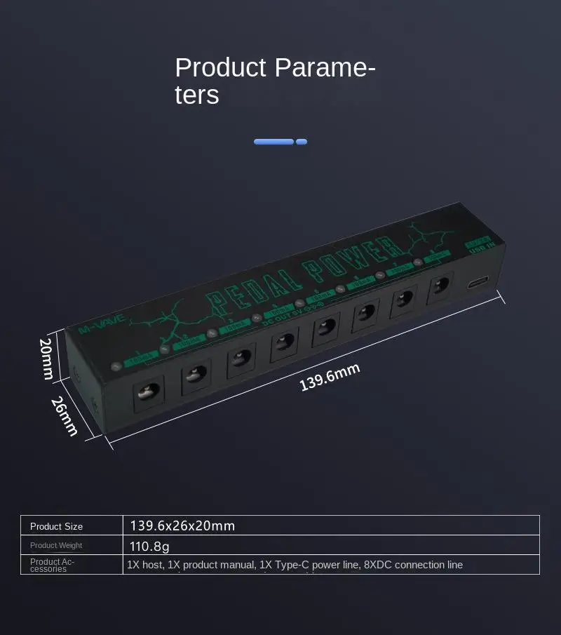 8-Way 9V Guitar Effects Power Supply Noise Reduction Guitar Musical Instrument Stage Performance Professional Accessory