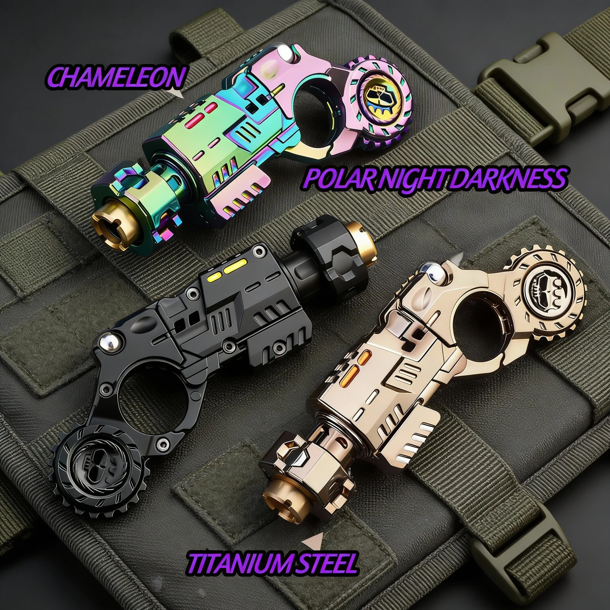 Pistolet jouet en métal. Un pistolet jouet lancable. Texture métallique. Matériau EDC. Cadeau.