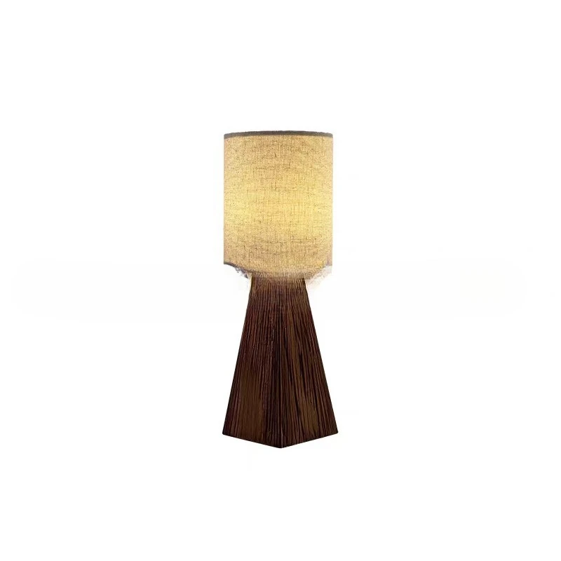 

Simple retro warm table lamp bedside desk lamp solid wood fabric charging ambient light