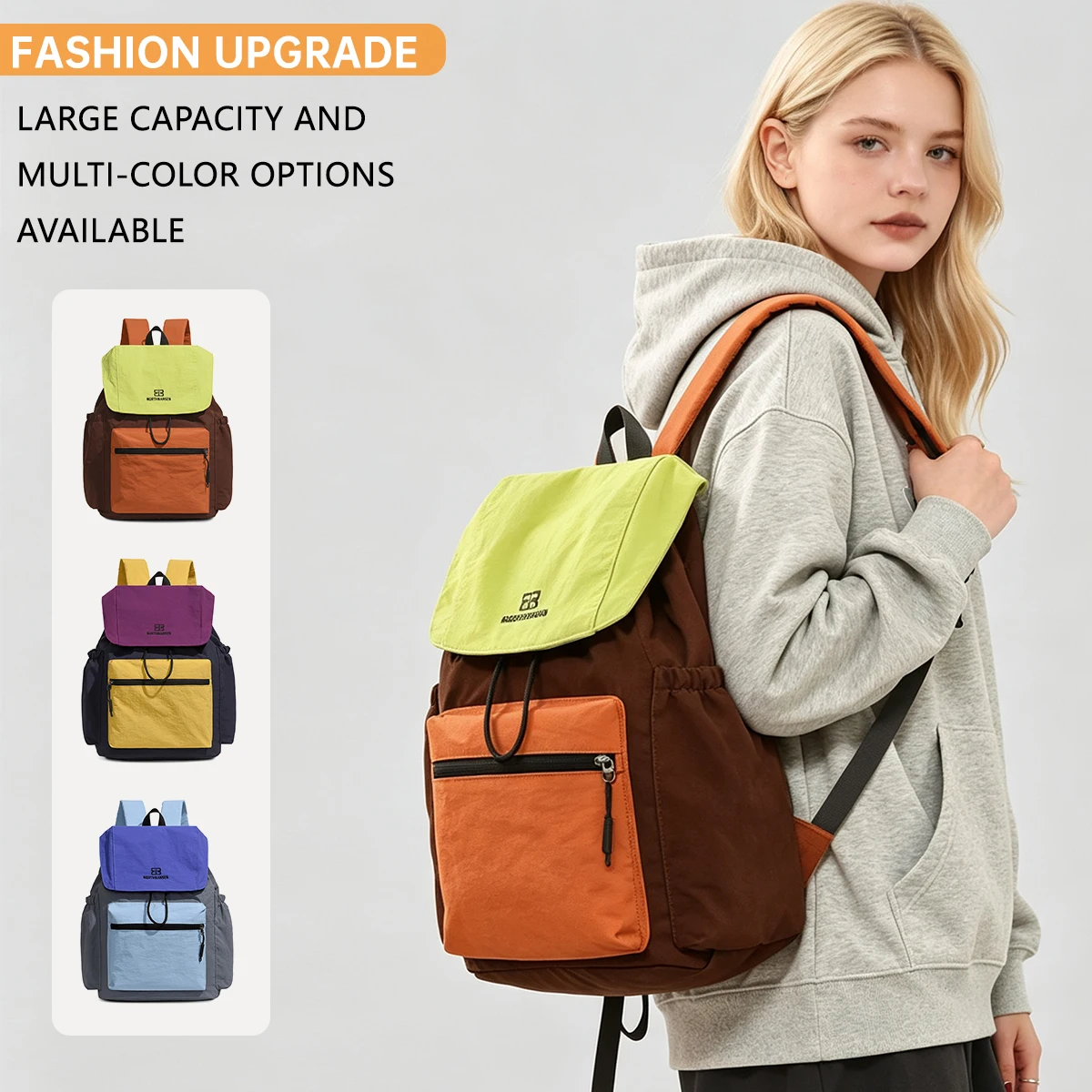 Travel Backpack for Women, Large Capacity, Casual, Lightweight, Commuting Backpack, Simple and Versatile, Girls' School Bag, Cross-Border