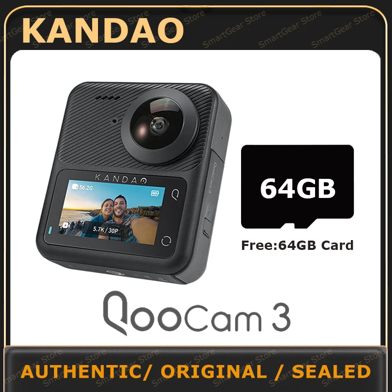 

KanDao QooCam 3 Action Camera - Dual 1/1.55" Sensors, 5.7K 30FPS, 62MP Panoramic Photo, Stabilization, Superior Night Shot