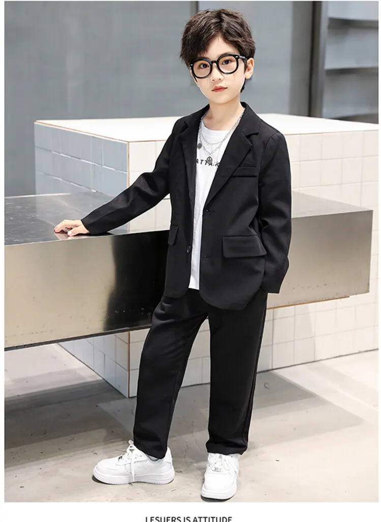 Formelle Anzüge für Jungen für Hochzeiten, Blazer, Jacke, Frühling, Herbst, Kleinkind, klassische schwarze Kleidung, Kindermantel, 4, 5, 7, 9, 11, 13, 14 Jahre alt – Detail 5