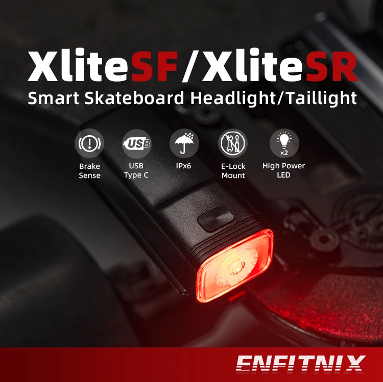 

Enfitnix XliteSR/SF скейтборд задние передние сигнальные огни водонепроницаемая USB перезаряжаемая сигнальная лампа 2 шт. для электрического скутера