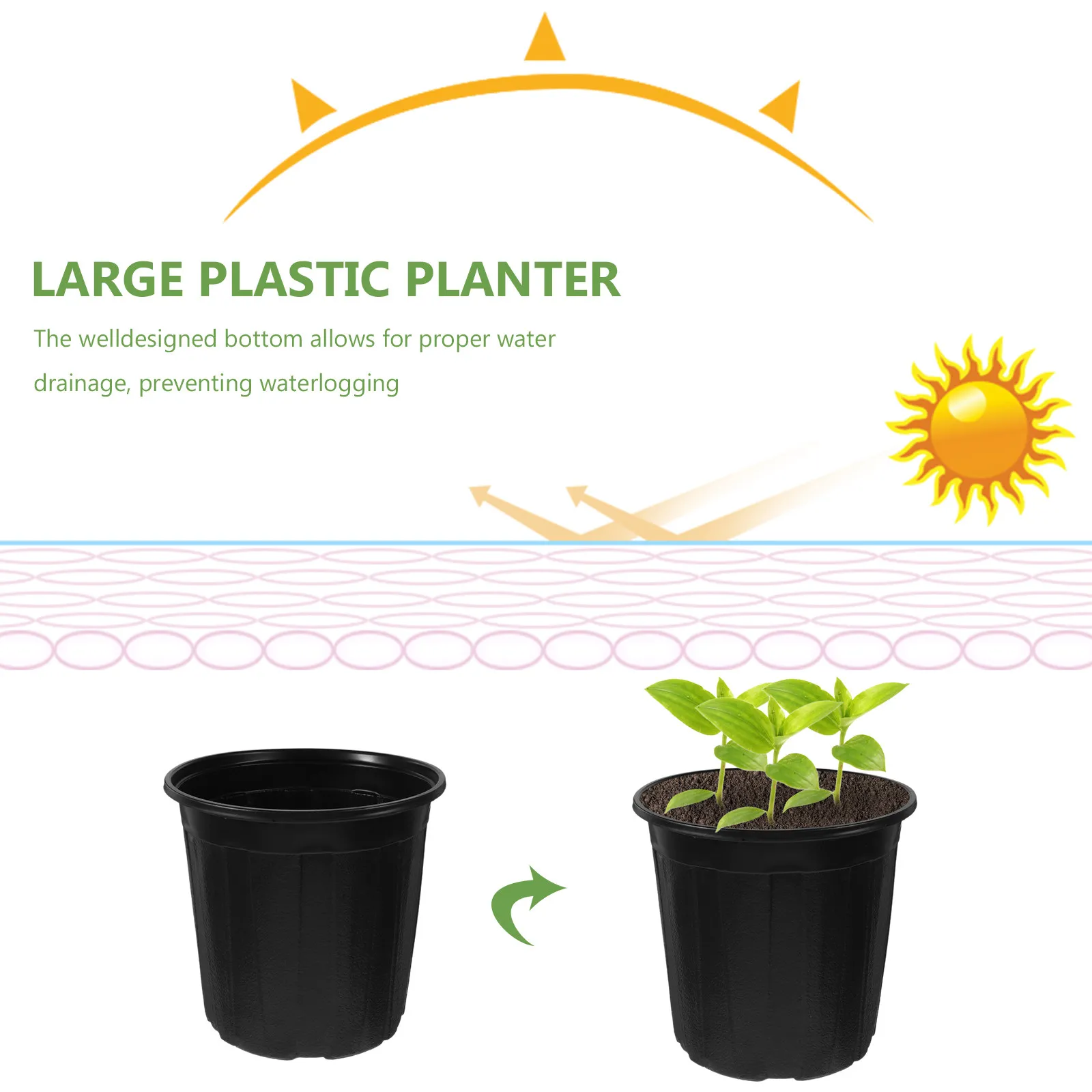 10Pcs Black Gallon Nursery Pots Premium Plastic Planting Pots with Bottom Drainage Holes for Seedling Starter Succulent Garden