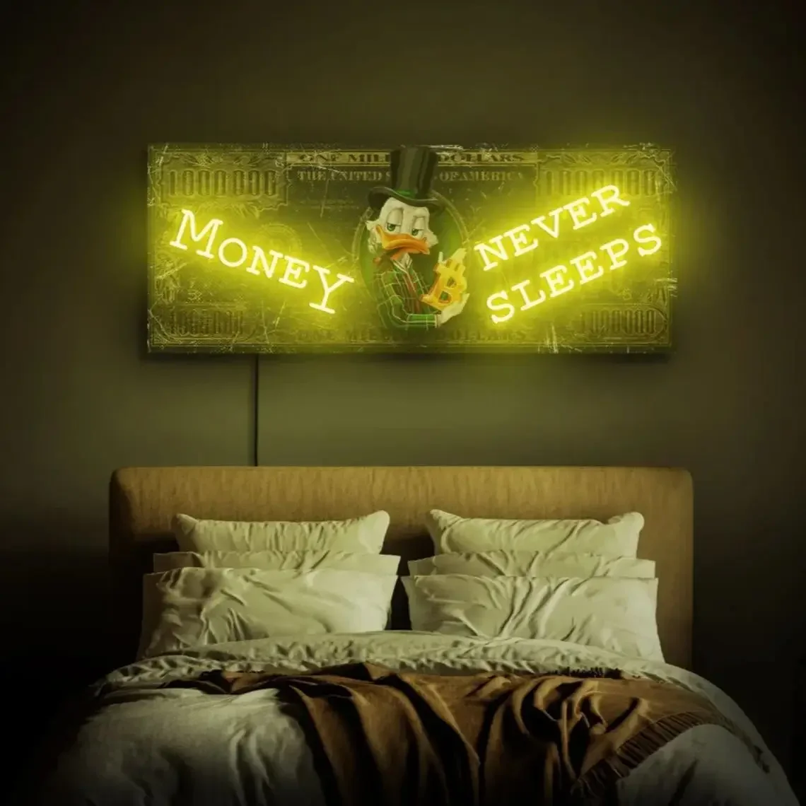 Million Dollars Neon Sign Money Never Sleeps  Neon Art Dollar Light Sign Room Decor  Gaming Room