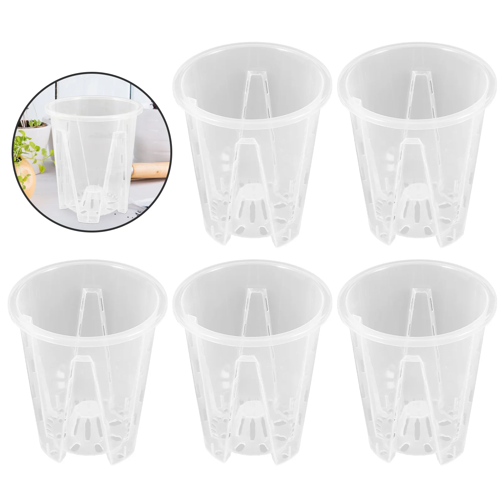 

5pcs Orchid Aeration Pots Clear Plastic Planters With Drainage Holes For Garden Nursery Succulent Flower Pot Plastic Pots For