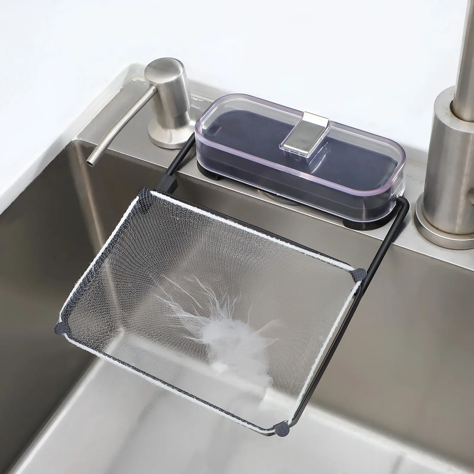 

Kitchen Sink Food Catcher Suction Cup Corner Strainer Filter Basket for Food Scraps Tea Leaves Drain Debris Mesh Net Easy