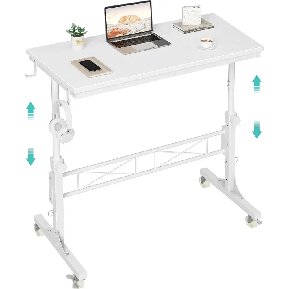 

Portable 32 Treadmill Desk with Adjustable Height, Mobile Rolling Laptop Stand for Home Office, White