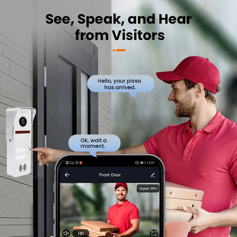 Tuya 7 Inch Video Wifi Intercom Tuya Smart Home video 2 doorbell System 1080P 160°Wired Doorbell Camera Full Touch Monitor