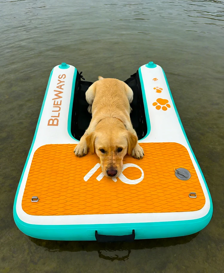 Inflatable Dog Boat Ramp PVC Non-Slip Floating Platform and Pup Plank for Pool Lake Dock Pond