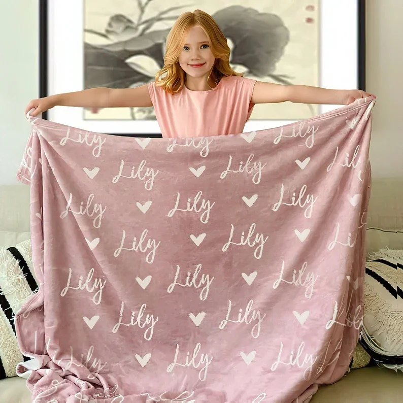 Personalized Name Blanket for Your Daughter, Customized Name Baby Blankets for Girls, Baby Name Blanket. Great Gift for Birthday