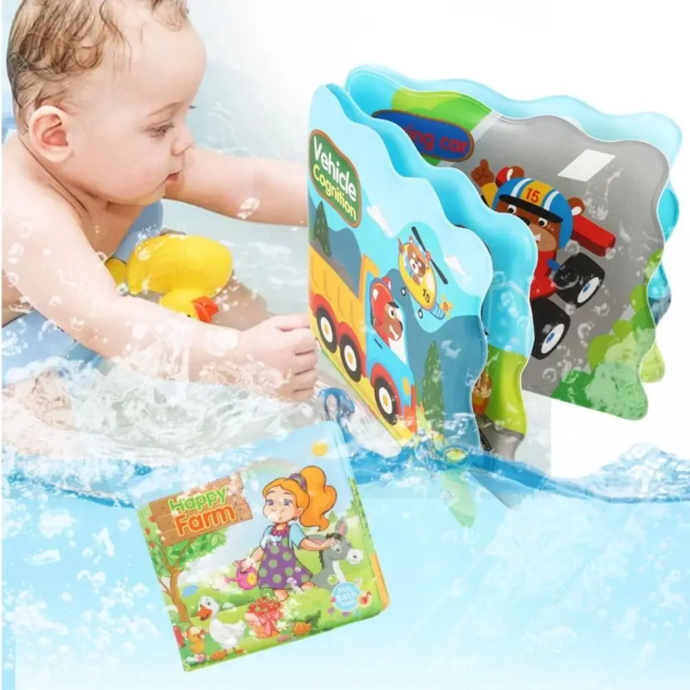 Color Changing Waterproof Bathroom Books Bath Books Waterproof Floating Cloth Book Cartoon EVA Sound Bath Books Baby