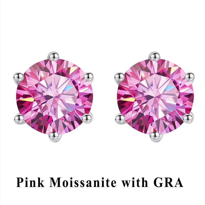 

Серьги-гвоздики GRA из 100% настоящего муассанита с 2 сертификатами, серьги-гвоздики из стерлингового серебра D, цвет VVS1, для женщин, свадебные украшения высшего качества