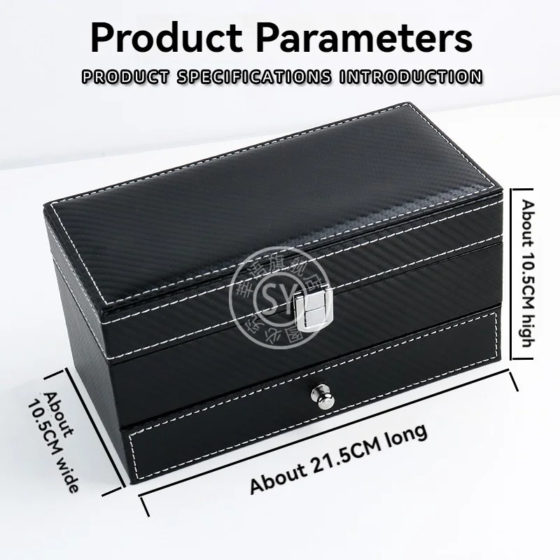 صندوق تخزين ساعة هدية من جلد البولي يوريثان الفاخر للاستخدام المنزلي باللون الأسود مع جزء داخلي مخملي للساعات والخواتم والأقراط والسوار المزيد