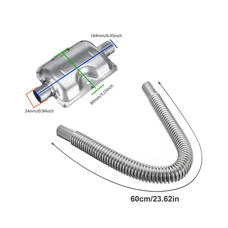 Generator Exhaust Pipe Rust-resistant Muffler Set Pipe Silencer Kit Suitable For Parking Air Heater Including Exhaust Pipes for